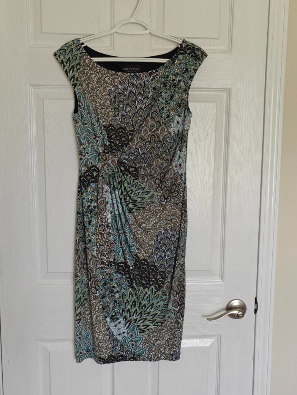 Cap sleeve multi color draped dress
